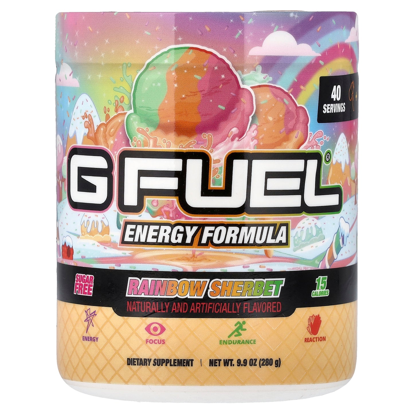 G FUEL, Energy Formula, Rainbow Sherbet, 9.9 oz (280 g)