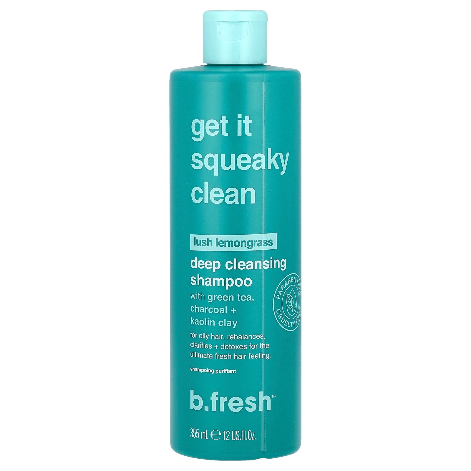 b.fresh, Get It Squeaky Clean, Deep Cleansing Shampoo, For Oily Hair, Lush Lemongrass, 12 fl oz (355 ml)