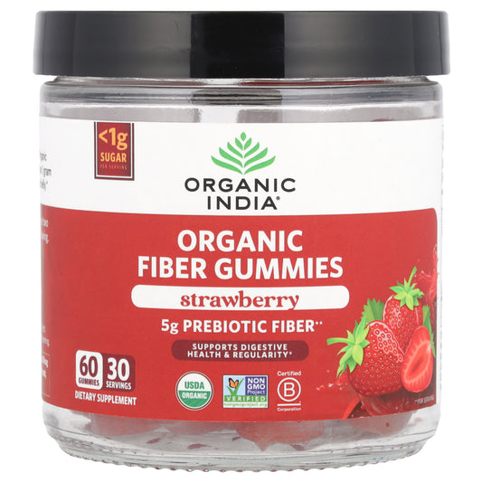 Organic India, Organic Fiber Gummies, Strawberry, 60 Gummies