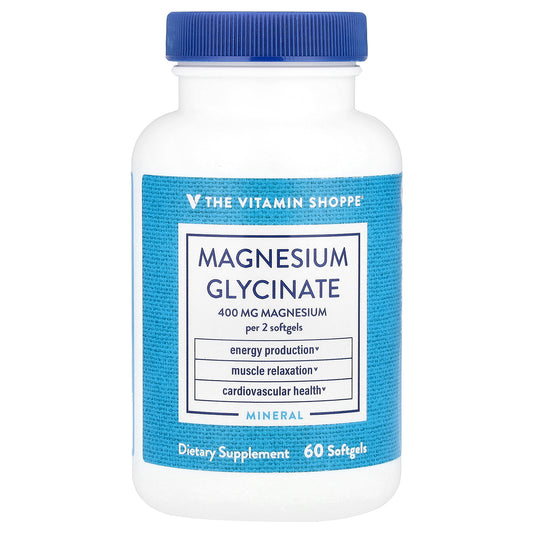 The Vitamin Shoppe, Magnesium Glycinate, 400 mg, 60 Softgels (200 mg Per Softgel)