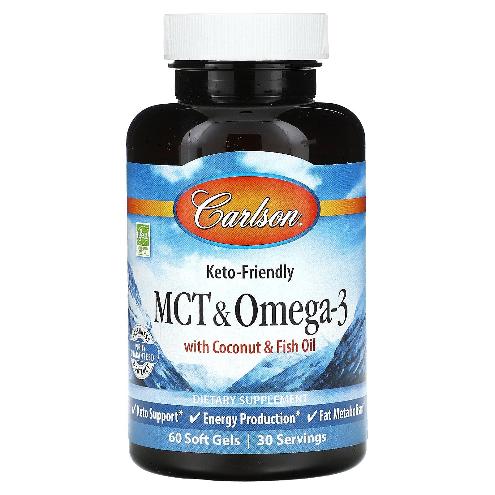 Carlson, MCT & Omega-3 With Coconut & Fish Oil, 60 Soft Gels