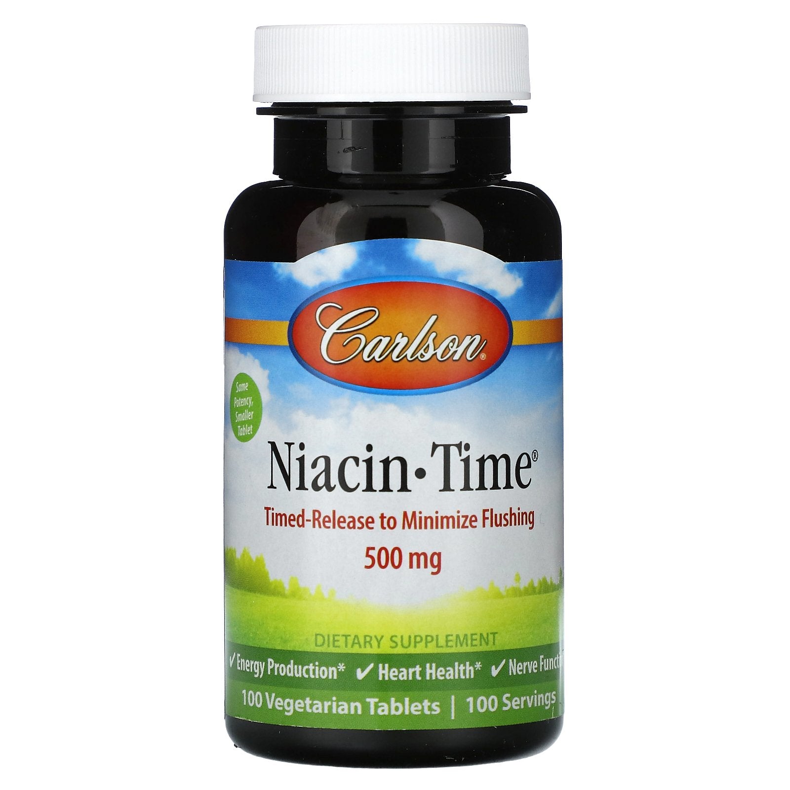 Carlson, Niacin-Time, 500 mg, 100 Vegetarian Tablets