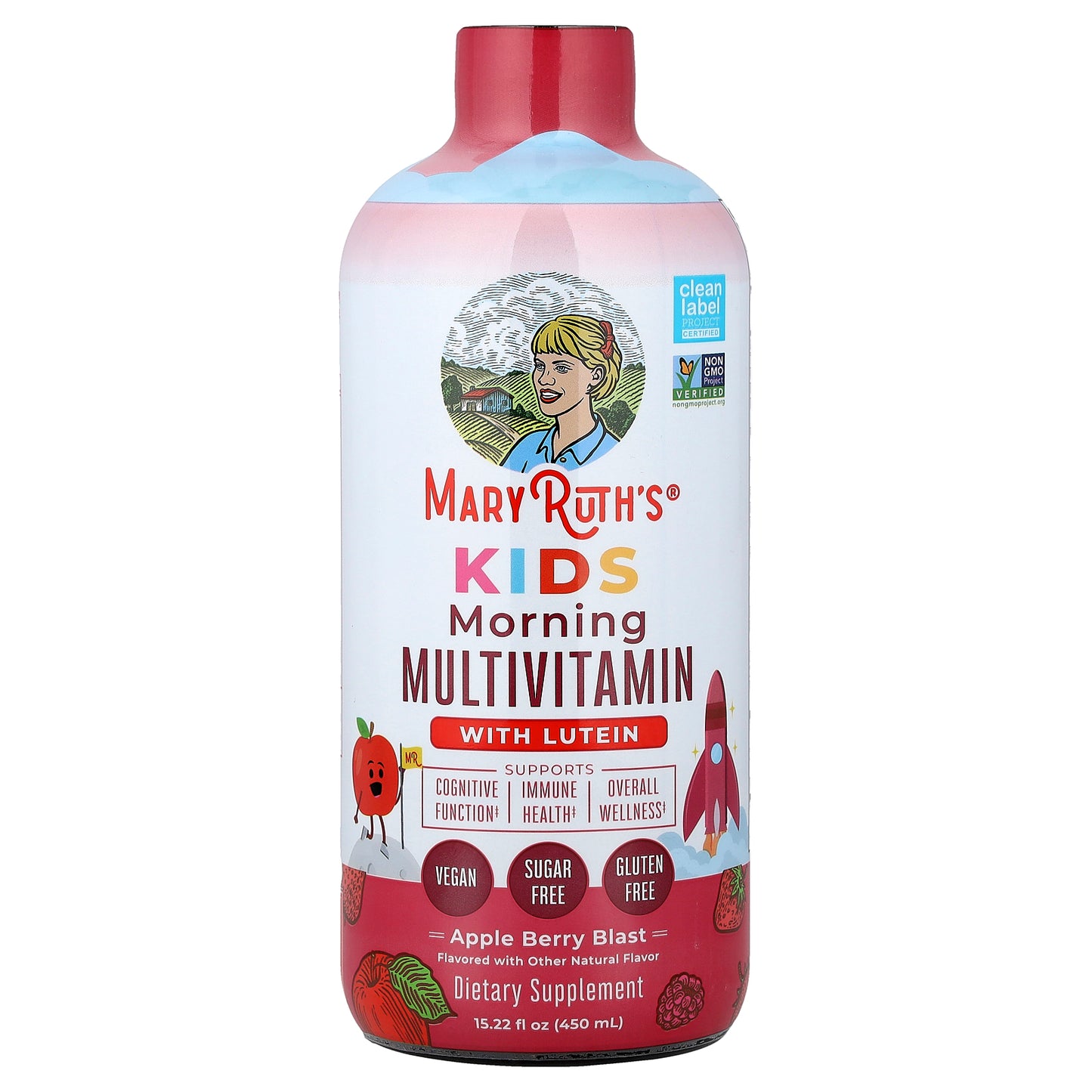MaryRuth's, Kids, Morning Multivitamin With Lutein, Apple Berry Blast, 15.22 fl oz (450 ml)