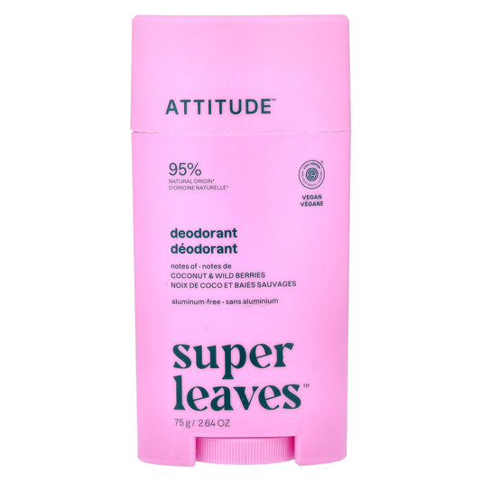 ATTITUDE, Super Leaves™, Deodorant Stick, Coconut & Wild Berries, 2.64 oz (75 g)
