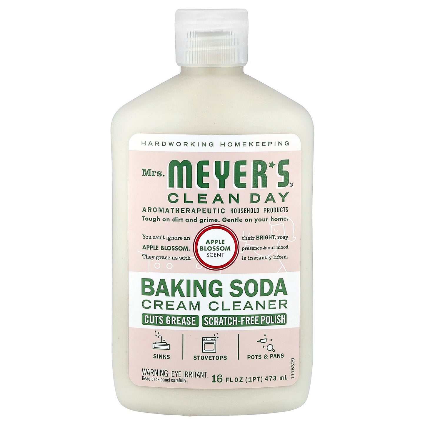 Mrs. Meyers Clean Day, Baking Soda Cream Cleanser, Apple Blossom, 16 fl oz (473 ml)