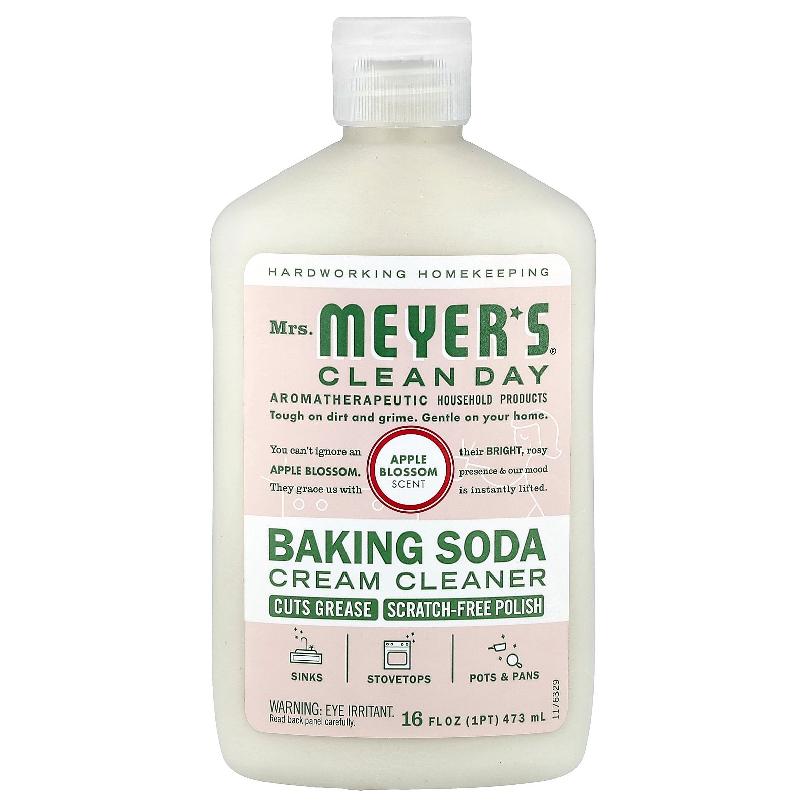 Mrs. Meyers Clean Day, Baking Soda Cream Cleanser, Apple Blossom, 16 fl oz (473 ml)