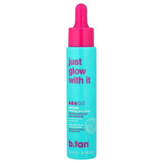 b.tan, Just Glow With It, Bronzing Glow Drops, Darkest , 1.35 fl oz (40 ml)