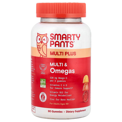 SmartyPants, Multi Plus, Multi & Omegas Gummies, Lemon, Orange & Strawberry Banana, 90 Gummies