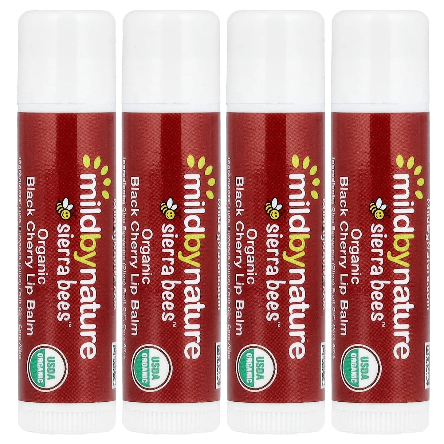 Mild By Nature, Sierra Bees™, Organic Lip Balms, Black Cherry, 4 Pack, 0.15 oz (4.25 g) Each