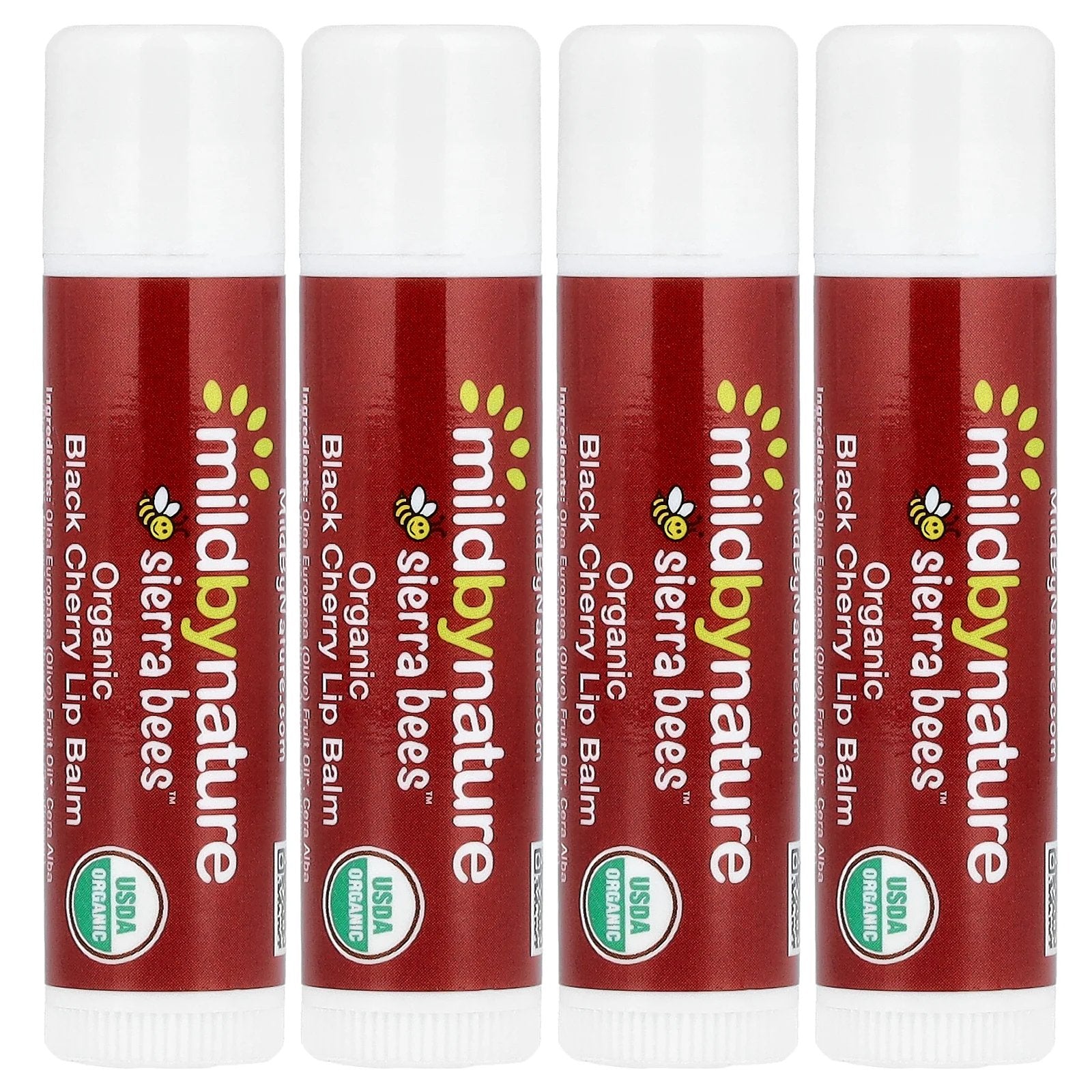 Mild By Nature, Sierra Bees™, Organic Lip Balms, Black Cherry, 4 Pack, 0.15 oz (4.25 g) Each