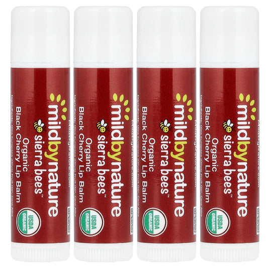 Mild By Nature, Sierra Bees™, Organic Lip Balms, Black Cherry, 4 Pack, 0.15 oz (4.25 g) Each