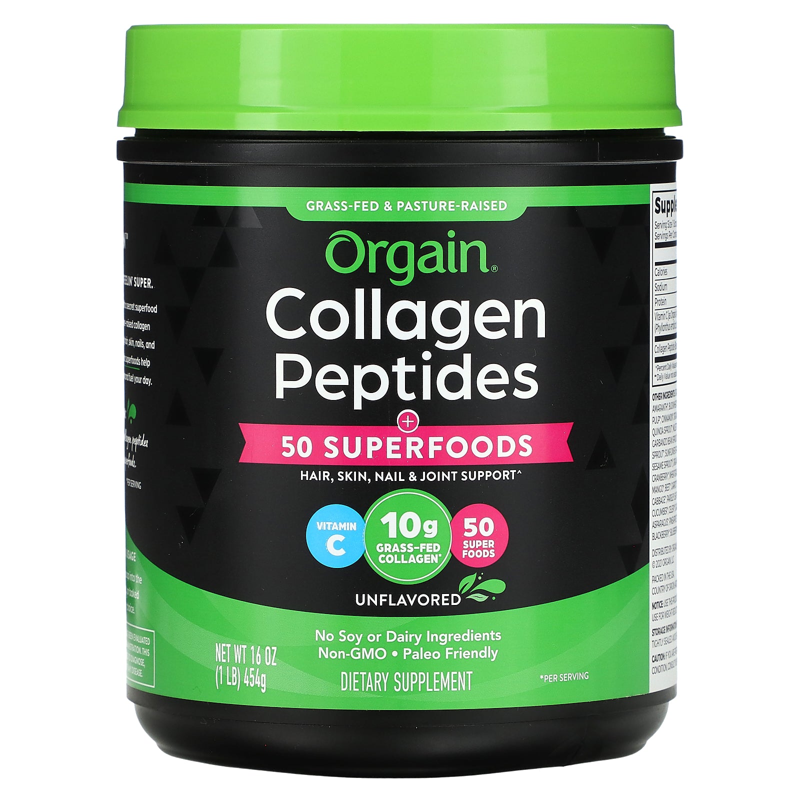 Orgain, Collagen Peptides, Plus 50 Superfoods, Unflavored, 1 lb (454 g)