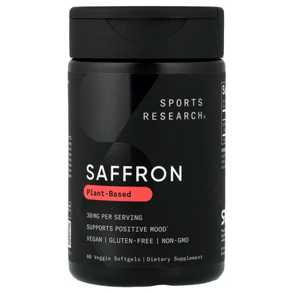 Sports Research, Saffron, 30 mg, 60 Veggie Softgels
