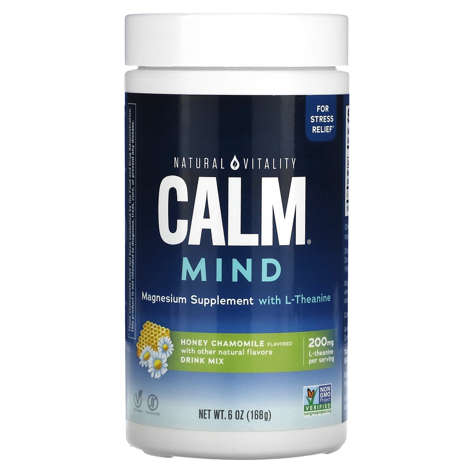 Natural Vitality, CALM Mind, Magnesium Supplement with L-Theanine Drink Mix, Honey Chamomile, 6 oz (168 g)