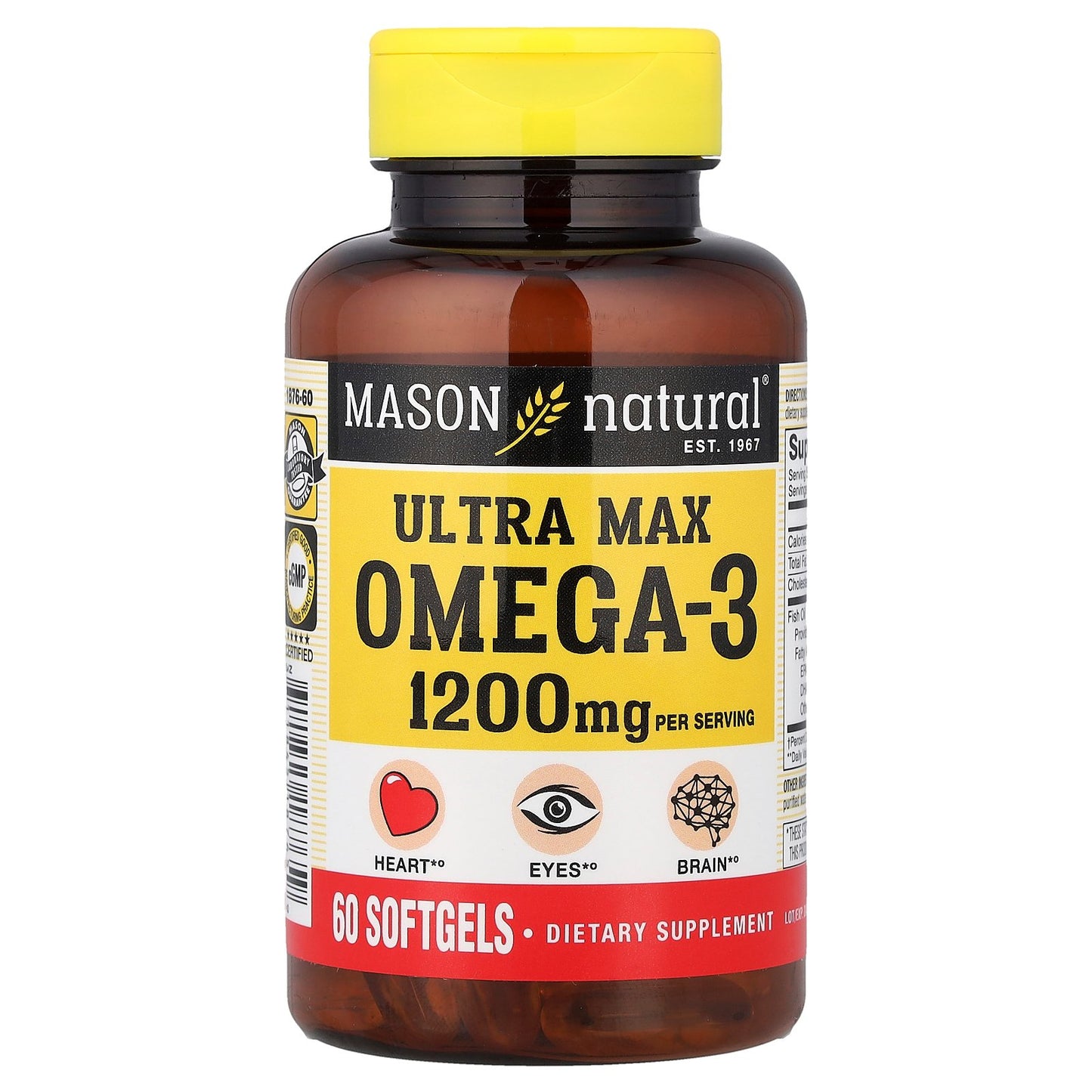 Mason Natural, Ultra Max Omega-3, 60 Softgels (600 mg per Softgel)