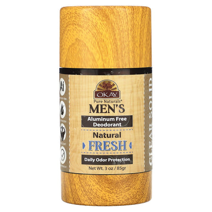 Okay Pure Naturals, Men's Aluminum Free Deodorant, Natural Fresh, 3 oz (85 g)