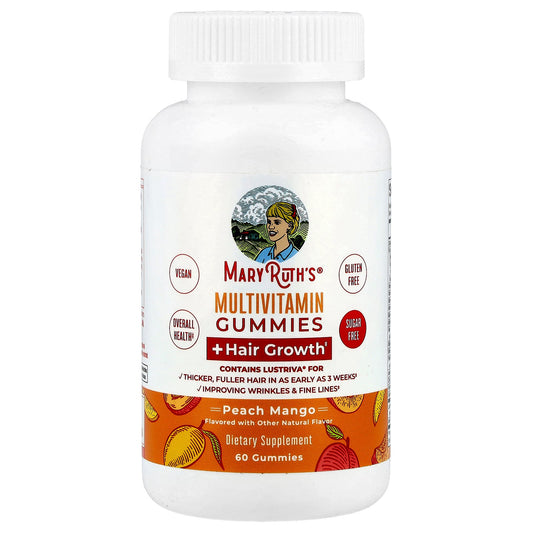 MaryRuth's, Multivitamin Gummies + Hair Growth, Peach Mango, 60 Gummies