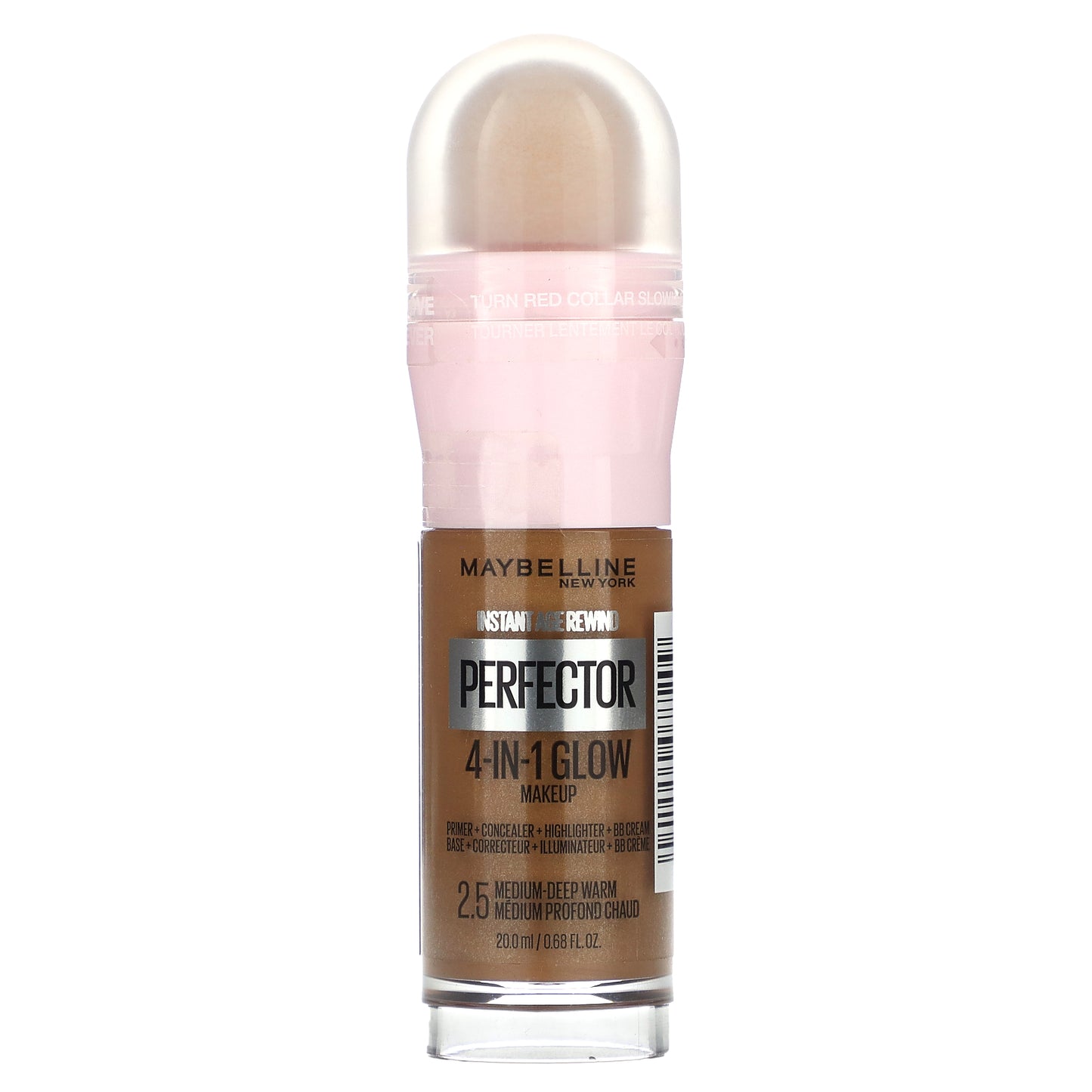 Maybelline, Instant Age Rewind, Perfector 4-in-1 Glow Makeup, 2.5 Medium-Deep Warm, 0.68 fl oz (20 ml)