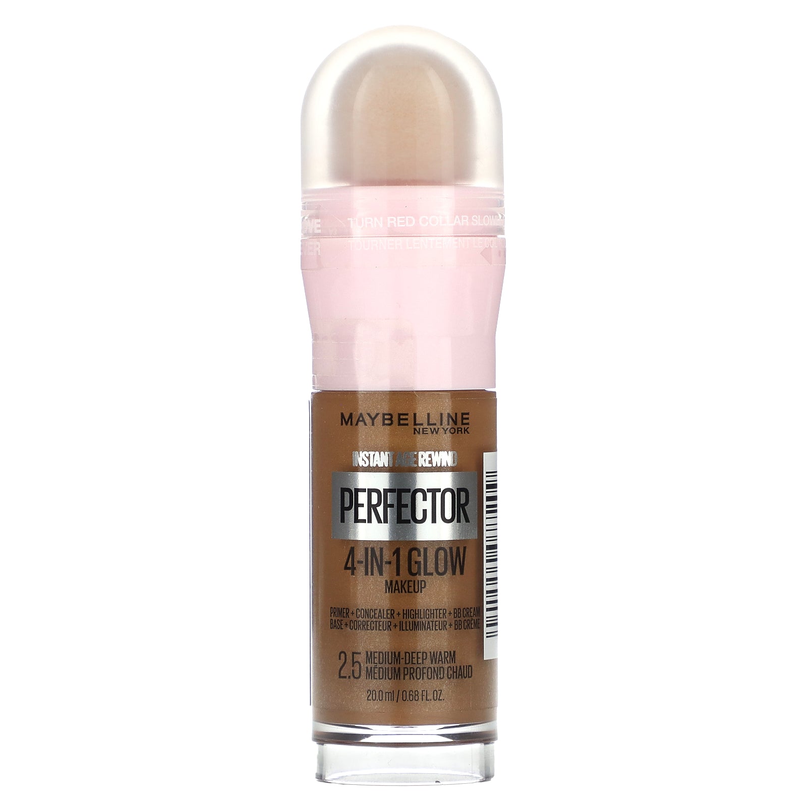 Maybelline, Instant Age Rewind, Perfector 4-in-1 Glow Makeup, 2.5 Medium-Deep Warm, 0.68 fl oz (20 ml)