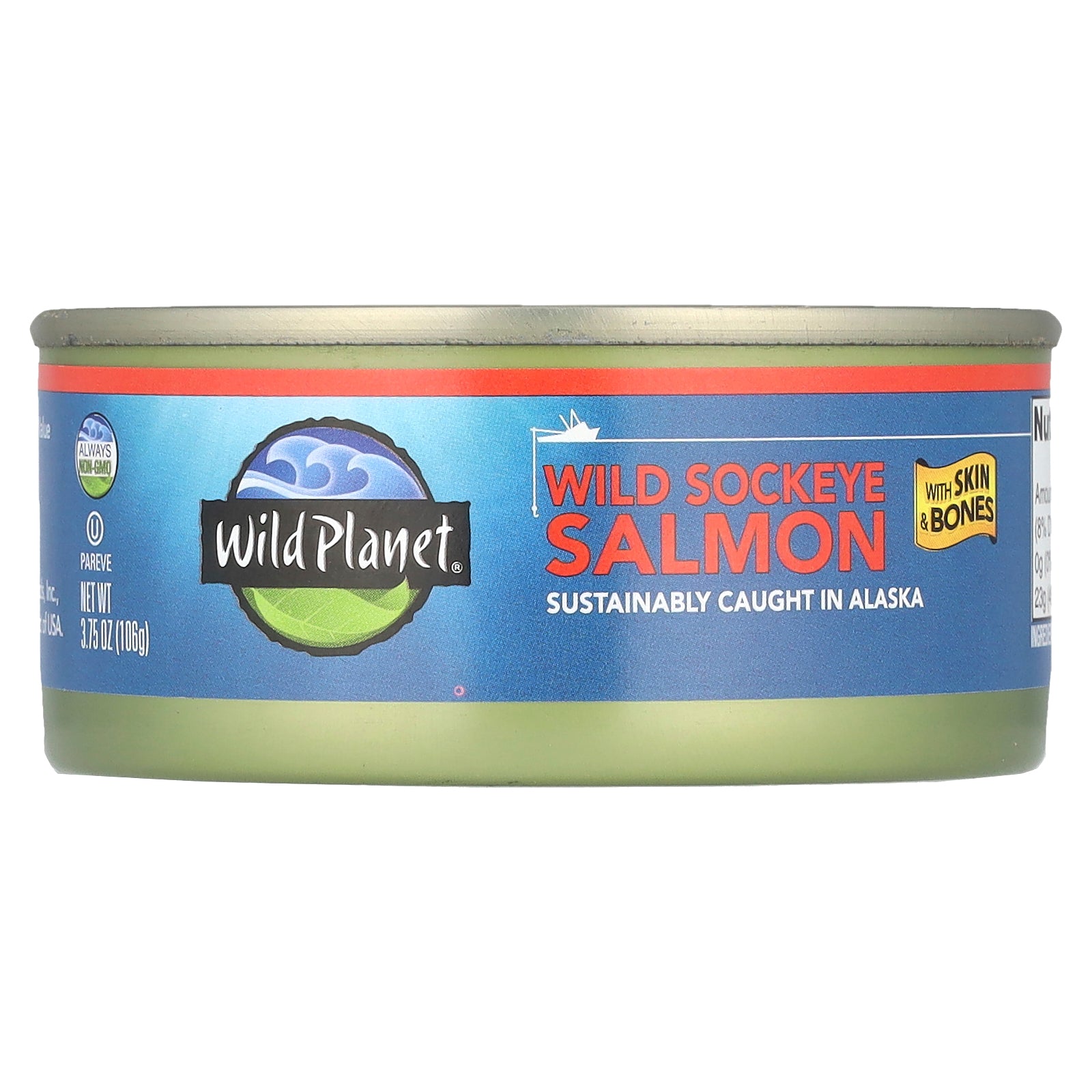 Wild Planet, Wild Sockeye Salmon, With Skin & Bones, 3.75 oz (106 g)