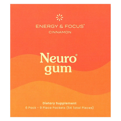 NeuroGum, Energy & Focus, Cinnamon, 6 Packs, 9 Pieces Each