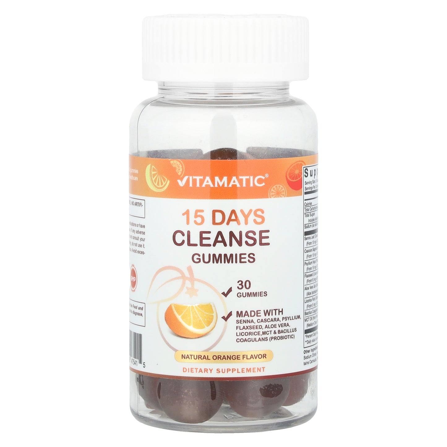 Vitamatic, 15 Days Cleanse Gummies, Natural Orange, 30 Gummies