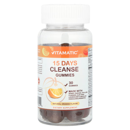 Vitamatic, 15 Days Cleanse Gummies, Natural Orange, 30 Gummies