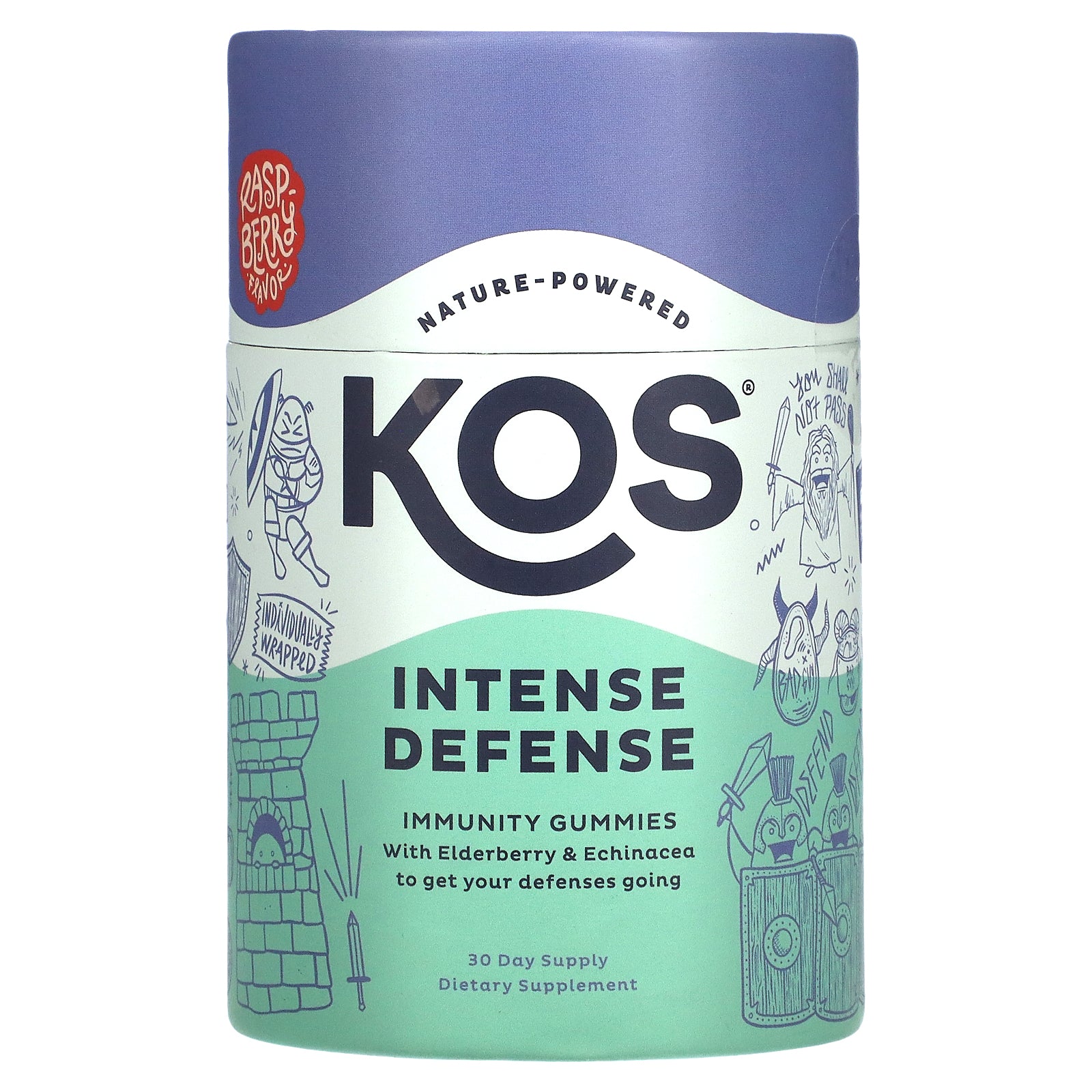 KOS, Intense Defense, Immunity Gummies, Raspberry , 30 Gummies