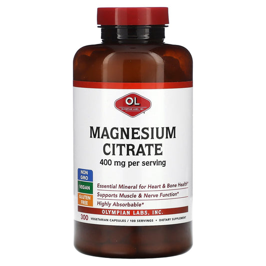 Olympian Labs, Magnesium Citrate, 300 Vegetarian Capsules (133 mg per Capsule)