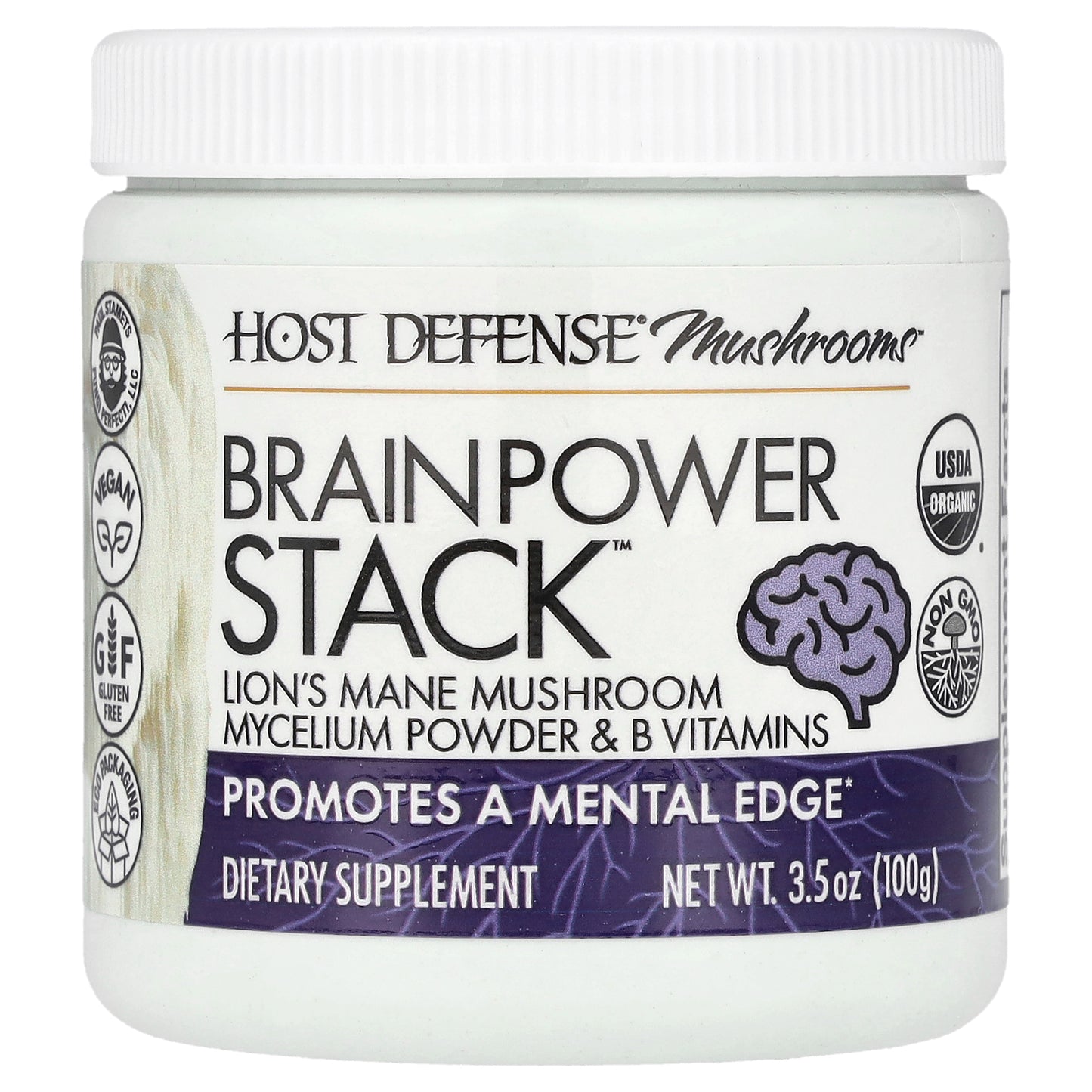 Host Defense, Mushrooms™, Brain Power Stack™, 3.5 oz (100 g)