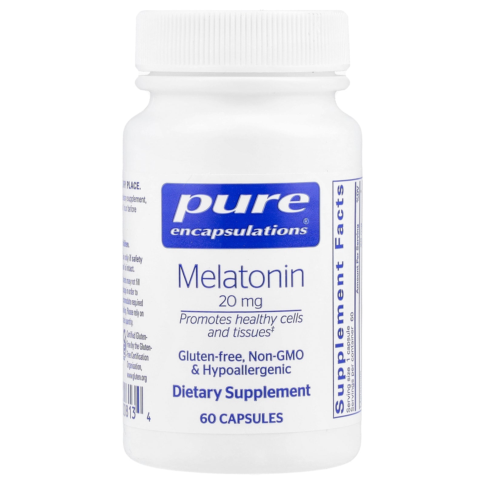 Pure Encapsulations, Melatonin , 20 mg, 60 Capsules