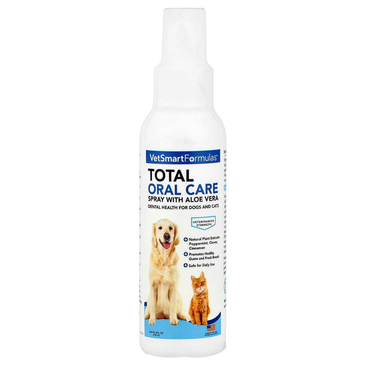 VetSmart Formulas, Total Oral Care Spray with Aloe Vera, Dogs and Cats, 4 fl oz (118 ml)
