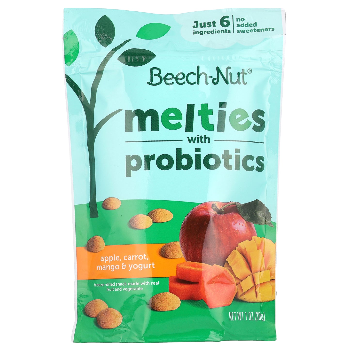 Beech-Nut, Melties with Probiotics, 8+ Months, Apple, Carrot, Mango & Yogurt, 1 oz (28 g)