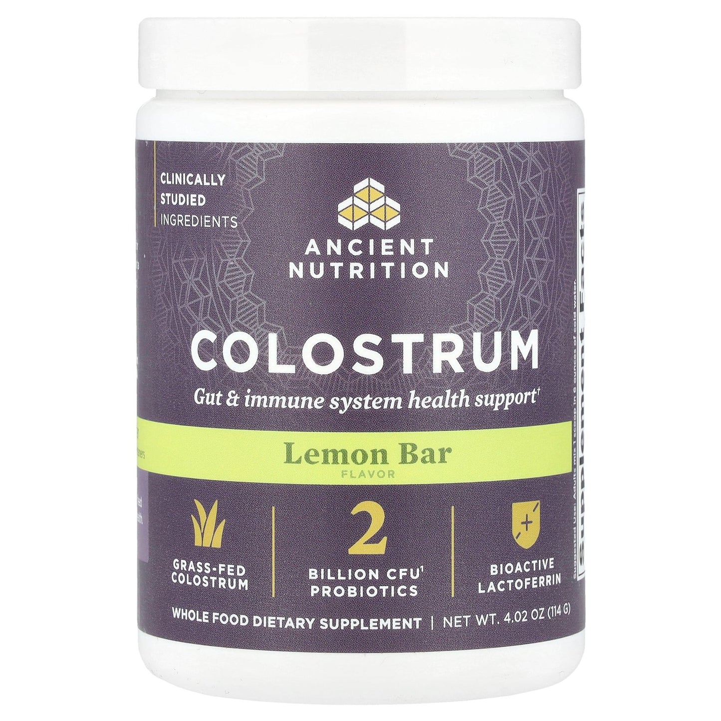 Ancient Nutrition, Colostrum, Lemon Bar, 4.02 oz (114 g)