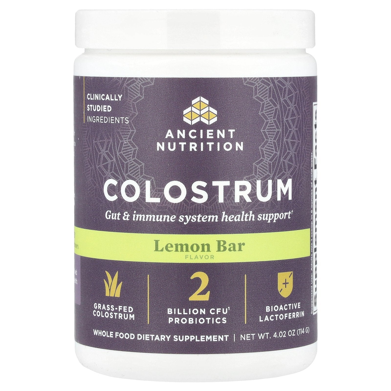 Ancient Nutrition, Colostrum, Lemon Bar, 4.02 oz (114 g)