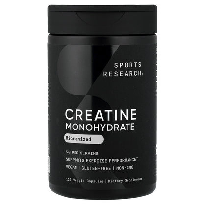 Sports Research, Creatine Monohydrate, Micronized, 120 Veggie Capsules (1.25 g per Capsule)