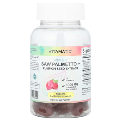 Vitamatic, Saw Palmetto + Pumpkin Seed Extract, Natural Raspberry, 60 Gummies