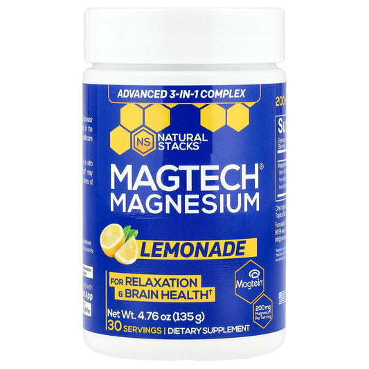 Natural Stacks, MagTech® Magnesium, Lemonade, 4.76 oz (135 g)