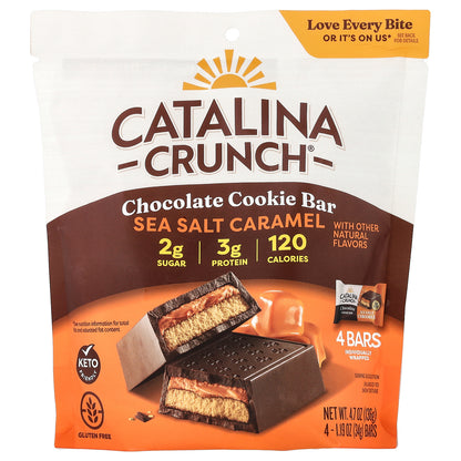 Catalina Crunch, Chocolate Cookie Bar, Sea Salt Caramel, 4 Bars, 1.19 oz (34 g) Each