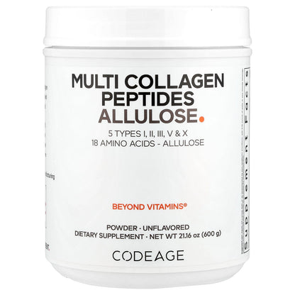 Codeage, Multi Collagen Peptides Allulose, Unflavored, 21.16 oz (600 g)