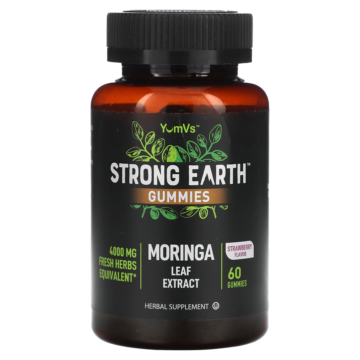 YumVs, Strong Earth Gummies, Moringa Leaf Extract, Strawberry, 4,000 mg , 60 Gummies (2,000 mg per Gummy)