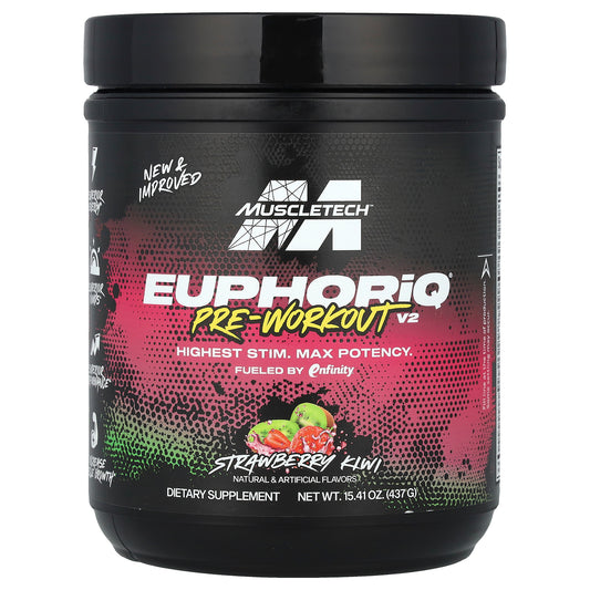 MuscleTech, EuphoriQ® Pre-Workout V2, Strawberry Kiwi, 15.41 oz (437 g)