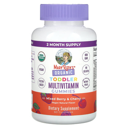 MaryRuth's, Organic Toddler Multivitamin Gummies, Mixed Berry & Cherry, 100 mcg DFE, 60 Gummies