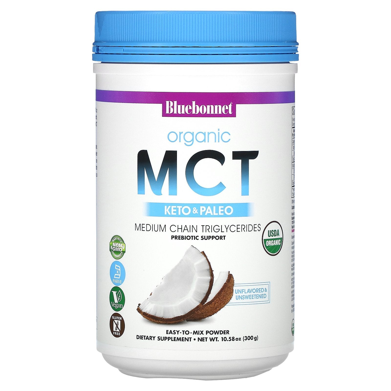 Bluebonnet Nutrition, Organic MCT Powder, Unflavored, 10.58 oz (300 g)