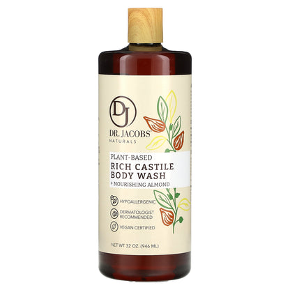 Dr. Jacobs Naturals, Plant-Based Rich Castile Body Wash, Nourishing Almond, 32 oz (946 ml)