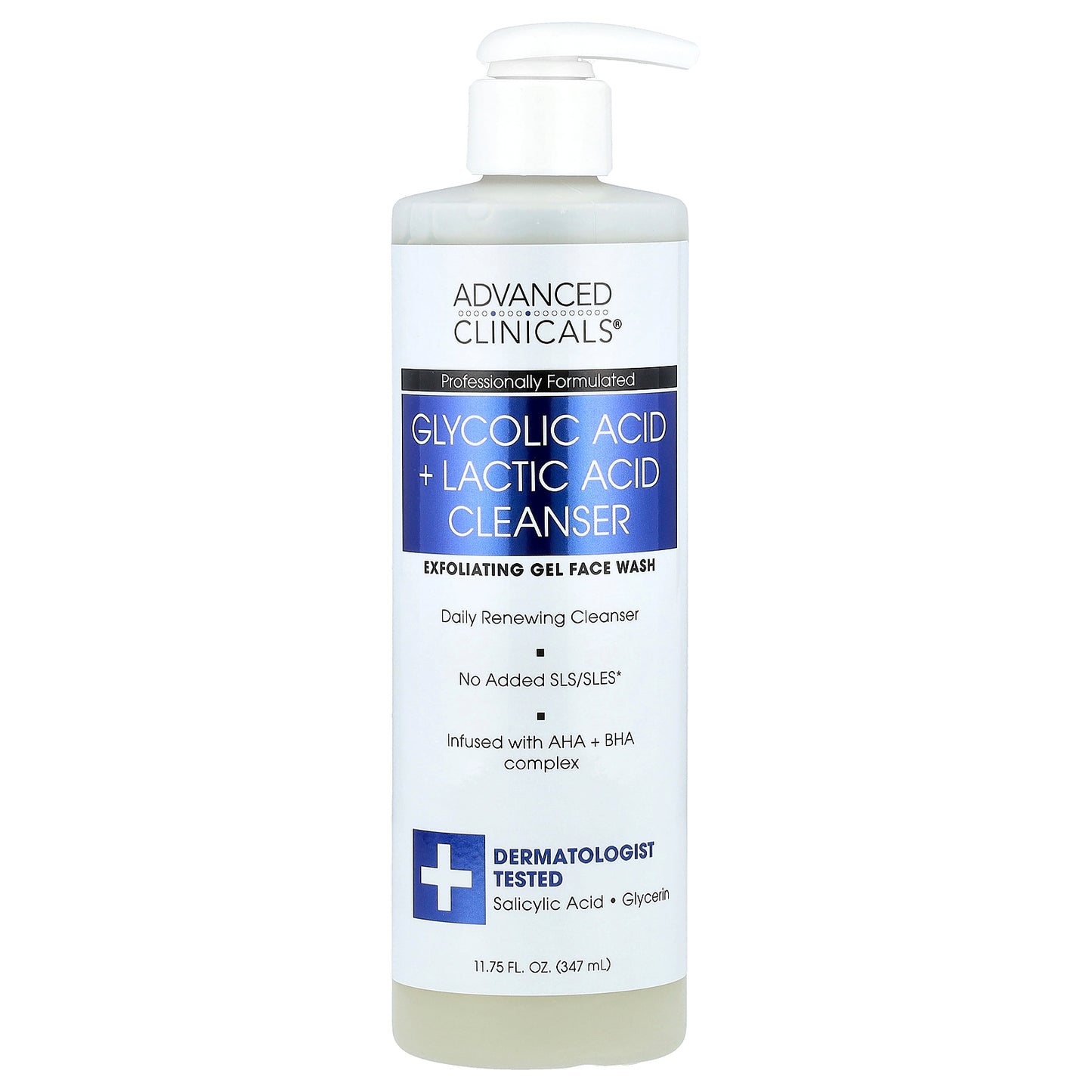 Advanced Clinicals, Glycolic Acid + Lactic Acid Cleanser, 11.75 fl oz (347 ml)