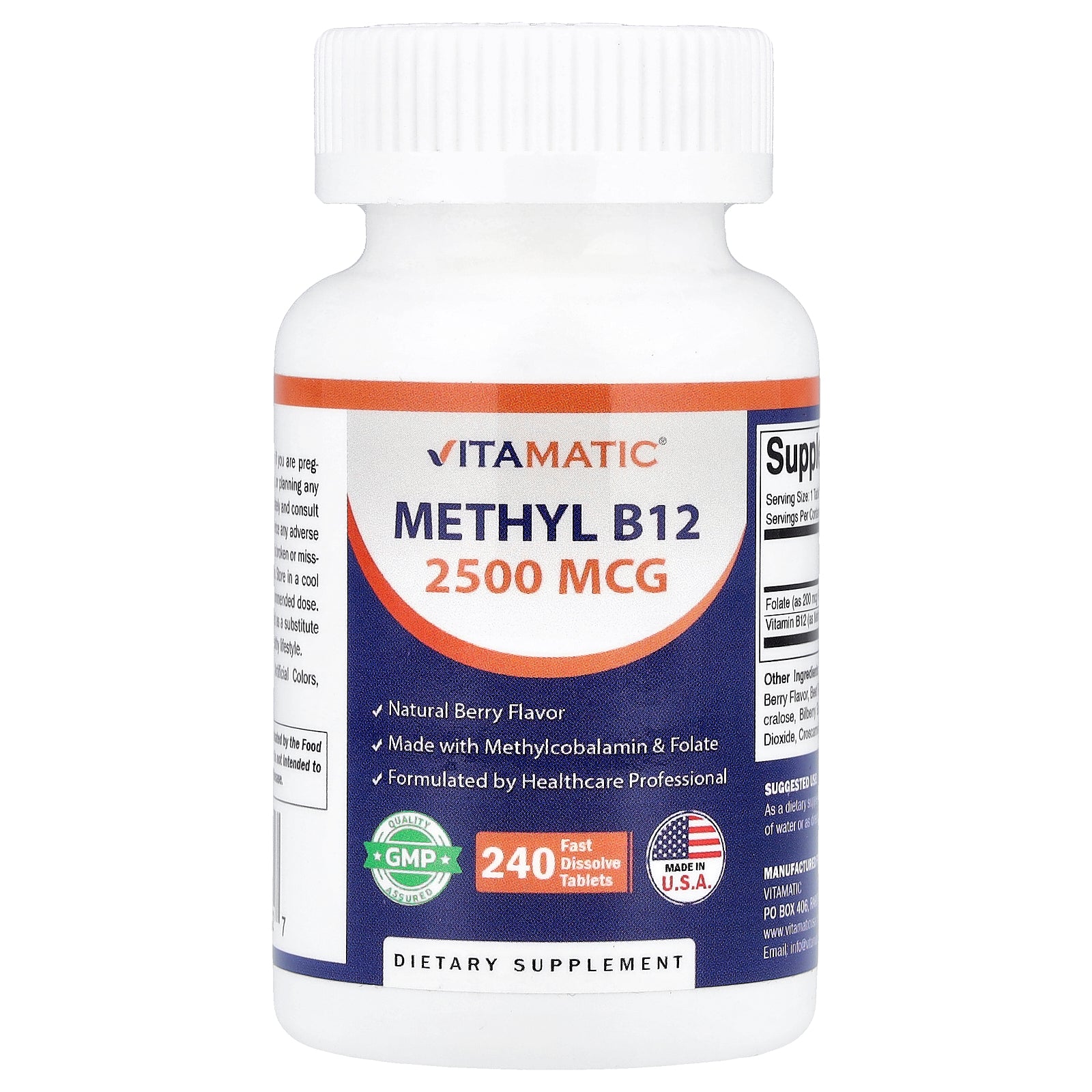 Vitamatic, Methyl B12, Natural Berry, 240 Fast Dissolve Tablets