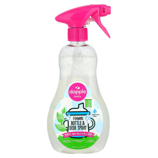 Dapple Baby, Foaming Bottle & Dish Spray, Fragrance Free, 16.9 fl oz (500 ml)
