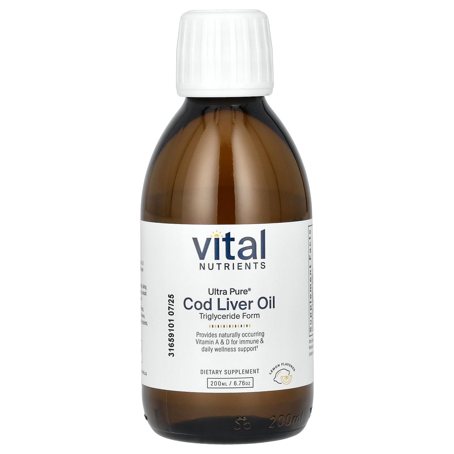 Vital Nutrients, Ultra Pure, Cod Liver Oil, Lemon, 6.76 oz (200 ml)