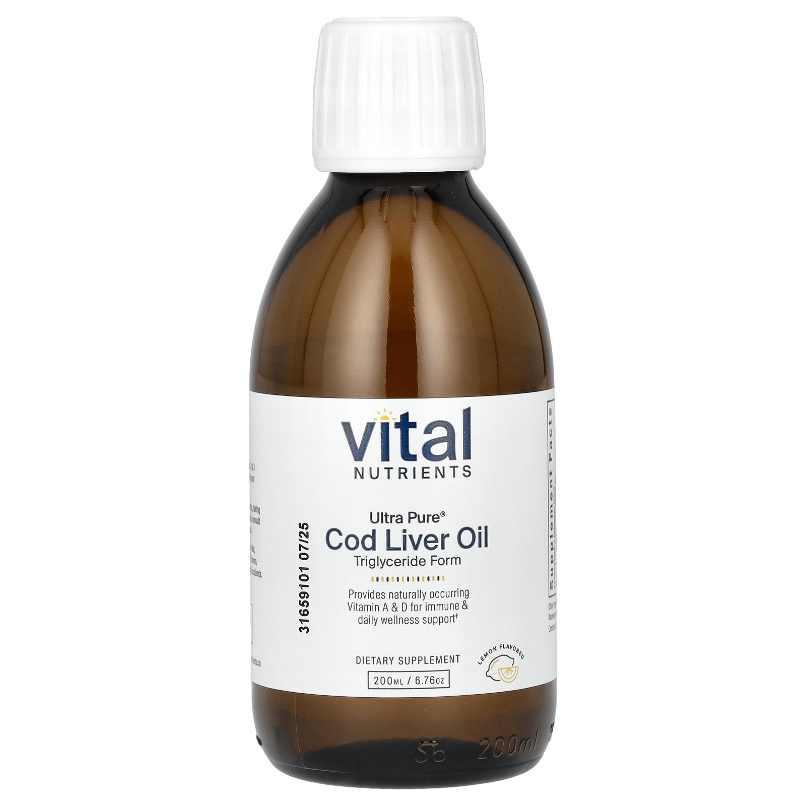 Vital Nutrients, Ultra Pure, Cod Liver Oil, Lemon, 6.76 oz (200 ml)